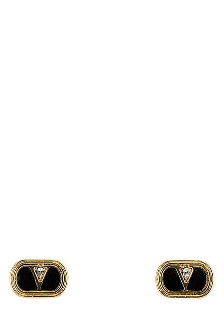 VALENTINO GARAVANI Two-tone Enamel and Metal VLogo Mini Earrings