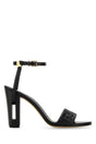 FENDI Elegant Black Leather Delfina Sandals with 9.5 cm Heel