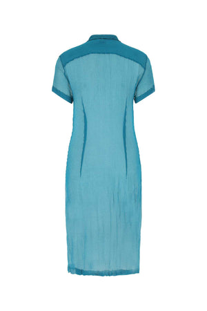 DRIES VAN NOTEN Teal Green Silk Crepe Shirt Dress