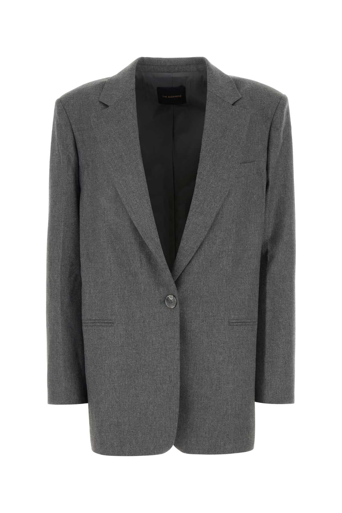 THE ANDAMANE Oversized Melange Grey Stretch Blazer