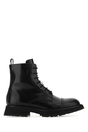 ALEXANDER MCQUEEN Classic Black Leather Ankle Boots for Men