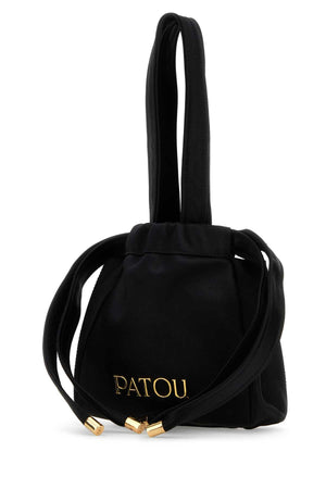 PATOU Elegant Black Satin Bucket Handbag 20 cm x 17 cm