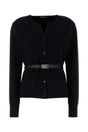 Ferragamo Chic Black Stretch Wool Blend Cardigan for Women