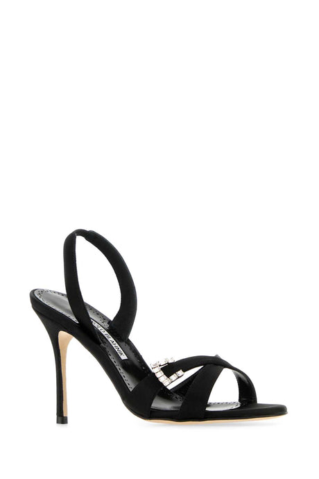 MANOLO BLAHNIK Elegant Satin Ramisli Sandals with 9 cm Heel Height