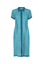 DRIES VAN NOTEN Teal Green Silk Crepe Shirt Dress