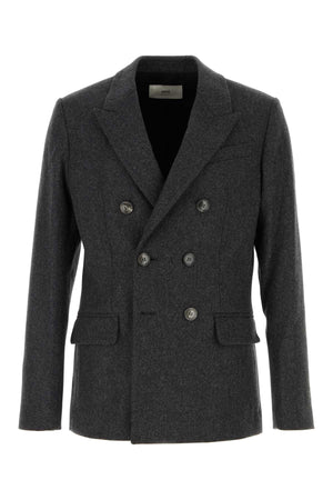 AMI Sophisticated Dark Grey Wool Blazer for Men