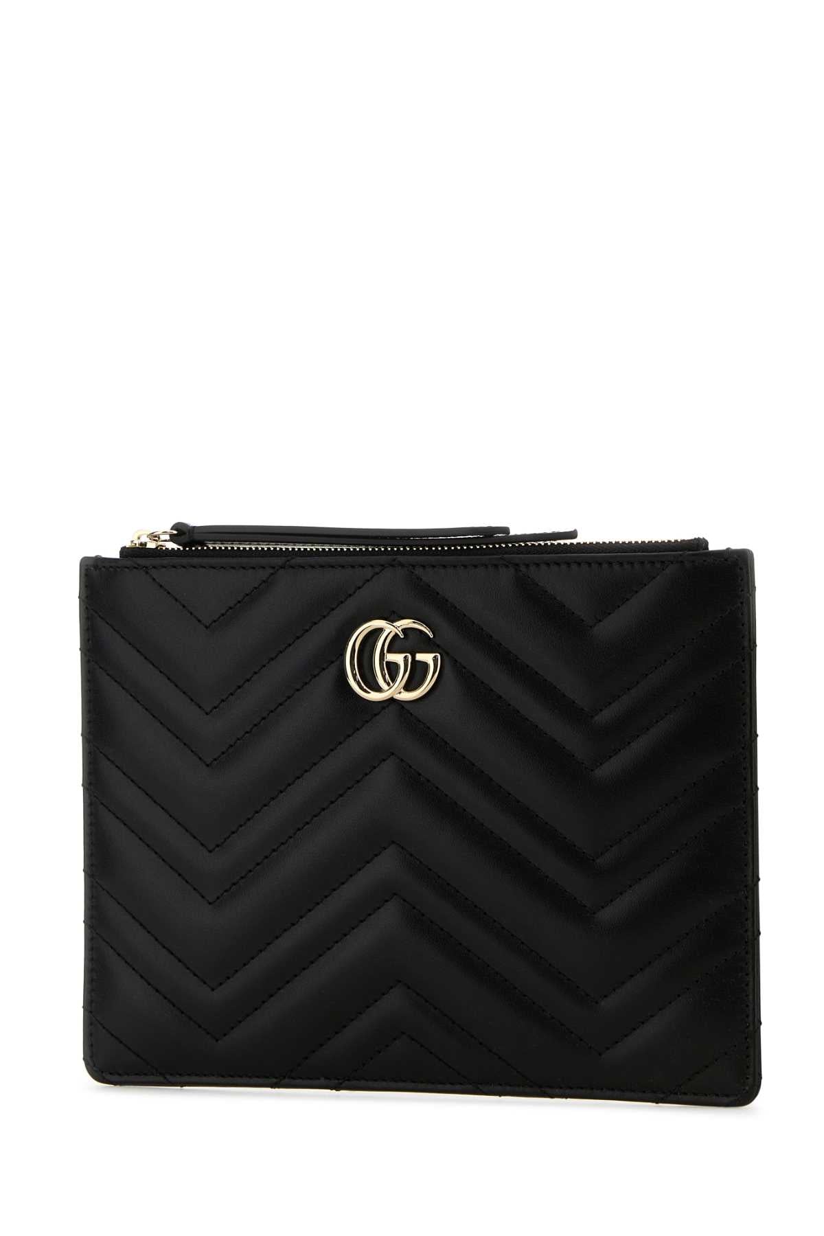 GUCCI Mini Black Leather GG Marmont Pouch Handbag