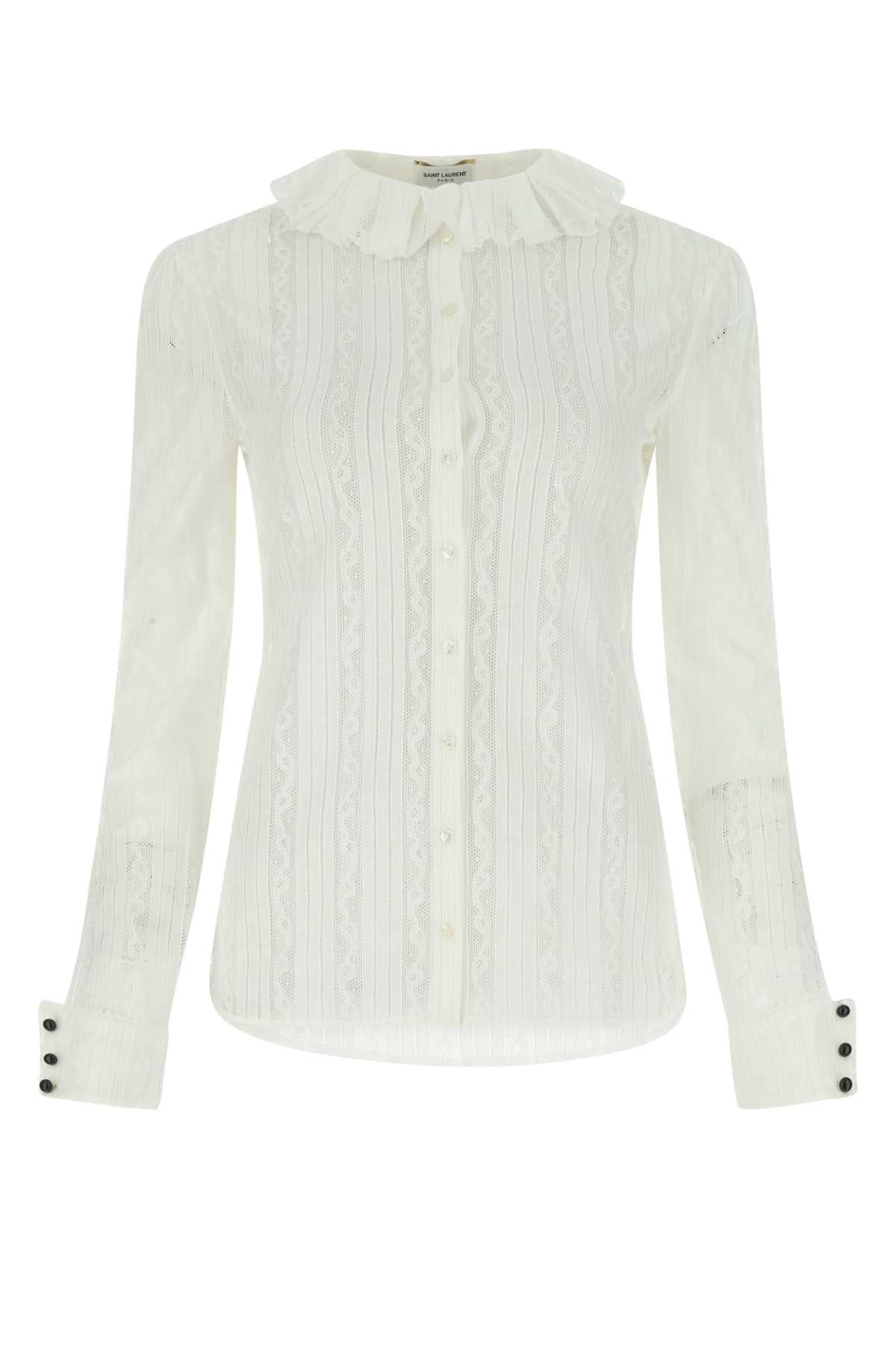 SAINT LAURENT Ivory Lace Blouse - Elegant Women's Top