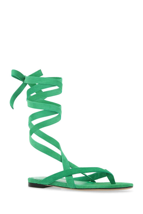 THE ATTICO Grass Green Suede Thong Sandals