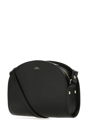 A.P.C. Mini Black Leather Demi Lune Shoulder Handbag