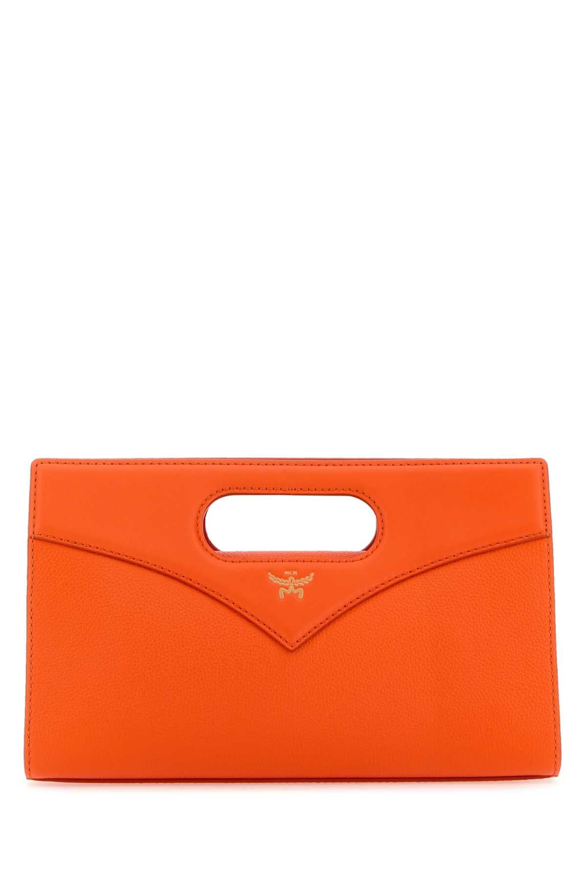 MCM Mini Diamond Handbag in Fluo Orange Leather