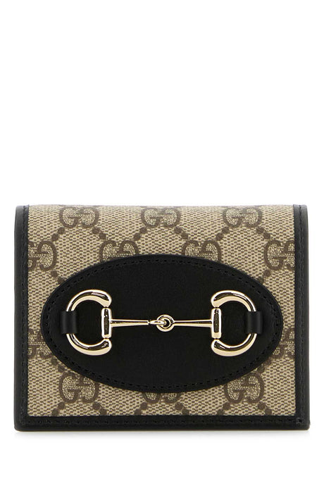 GUCCI Luxury GG Supreme Fabric and Leather Horsebit Mini Wallet - 11cm x 8cm