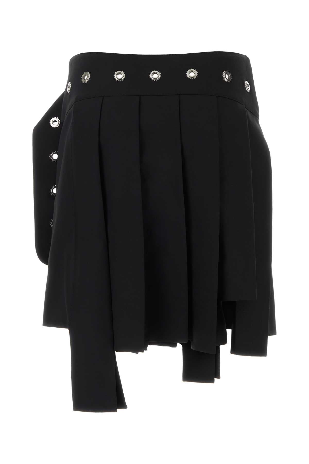 OFF WHITE Daring Black Stretch Wool Mini Skirt