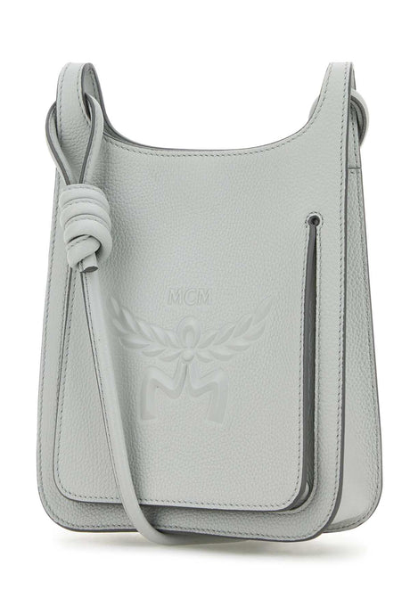 MCM Mini Hobo Crossbody Handbag - Light Grey Leather