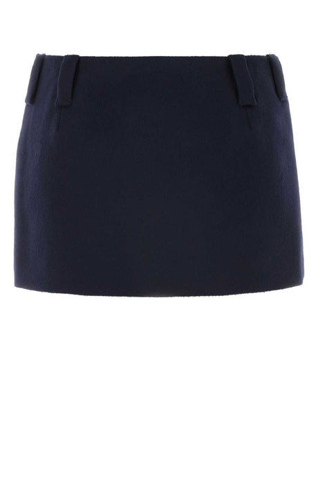 MIU MIU Chic Dark Blue Wool Blend Mini Skirt