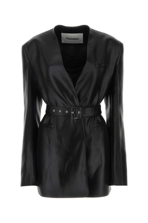 NANUSHKA Mini Black Synthetic Leather Blazer