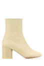 MM6 MAISON MARGIELA Elegant Ivory Leather Ankle Boots with 7 cm Heel