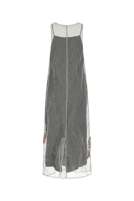 PRADA Elegant Silver Mesh Long Dress for Women