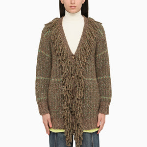 多彩羊毛外套，带流苏长袖 - FW23